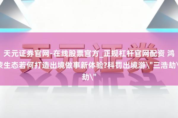 天元证券官网-在线股票官方_正规杠杆官网配资 鸿蒙生态若何打造出境做事新体验?科罚出境游＂三浩劫＂