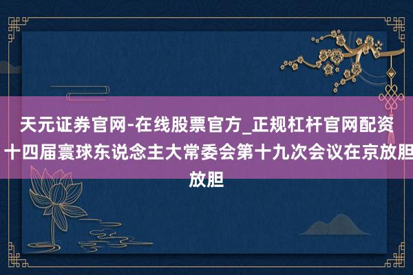 天元证券官网-在线股票官方_正规杠杆官网配资 十四届寰球东说念主大常委会第十九次会议在京放胆