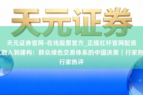 天元证券官网-在线股票官方_正规杠杆官网配资 从融入到建构:群众绿色交易体系的中国决策|行家热评