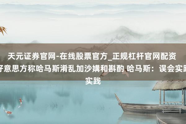 天元证券官网-在线股票官方_正规杠杆官网配资 好意思方称哈马斯淆乱加沙媾和斟酌 哈马斯：误会实践
