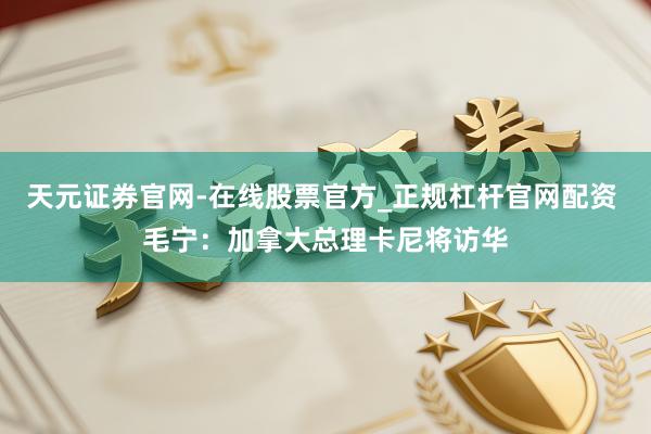 天元证券官网-在线股票官方_正规杠杆官网配资 毛宁:加拿大总理卡尼将访华