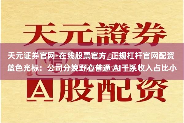 天元证券官网-在线股票官方_正规杠杆官网配资 蓝色光标：公司分娩野心普通 AI干系收入占比小
