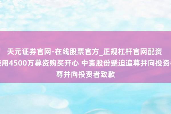 天元证券官网-在线股票官方_正规杠杆官网配资 违纪使用4500万募资购买开心 中寰股份蹙迫追尊并向投资者致歉